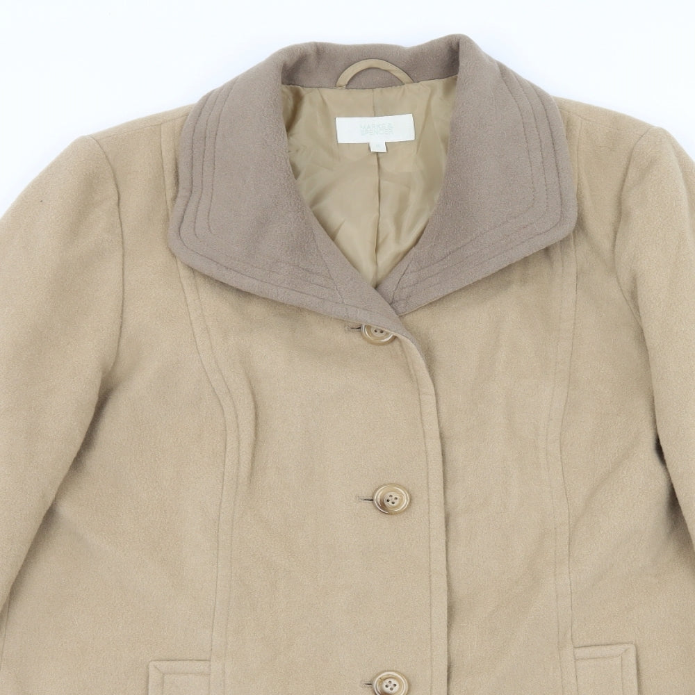 Marks and Spencer Womens Beige   Overcoat Coat Size 16