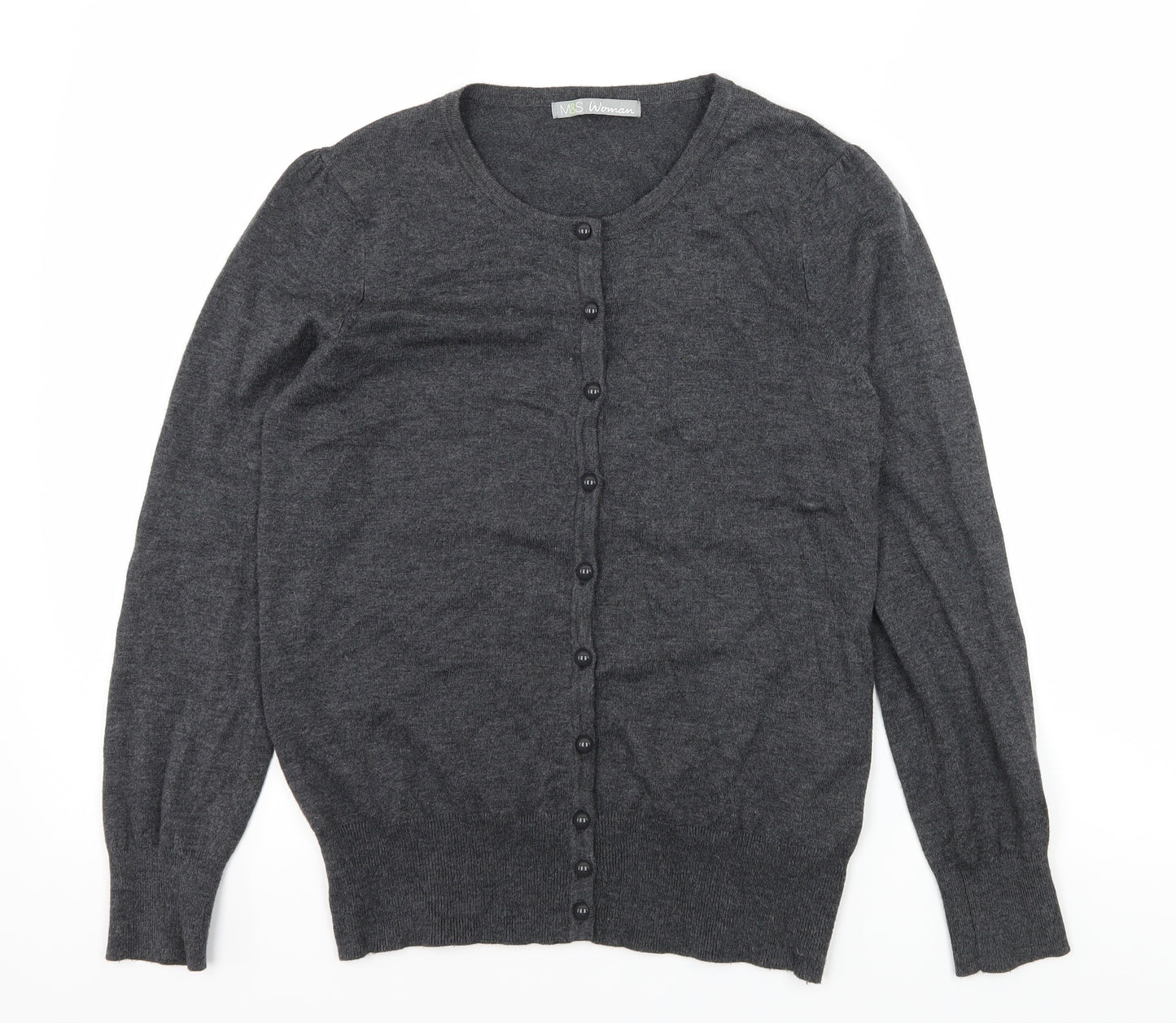 Marks and Spencer Womens Grey  Knit Cardigan Jumper Size 12