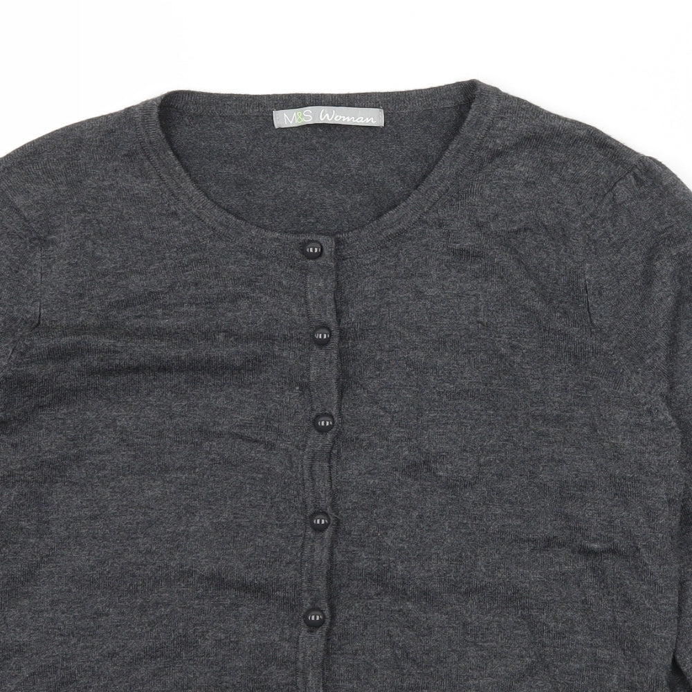 Marks and Spencer Womens Grey  Knit Cardigan Jumper Size 12