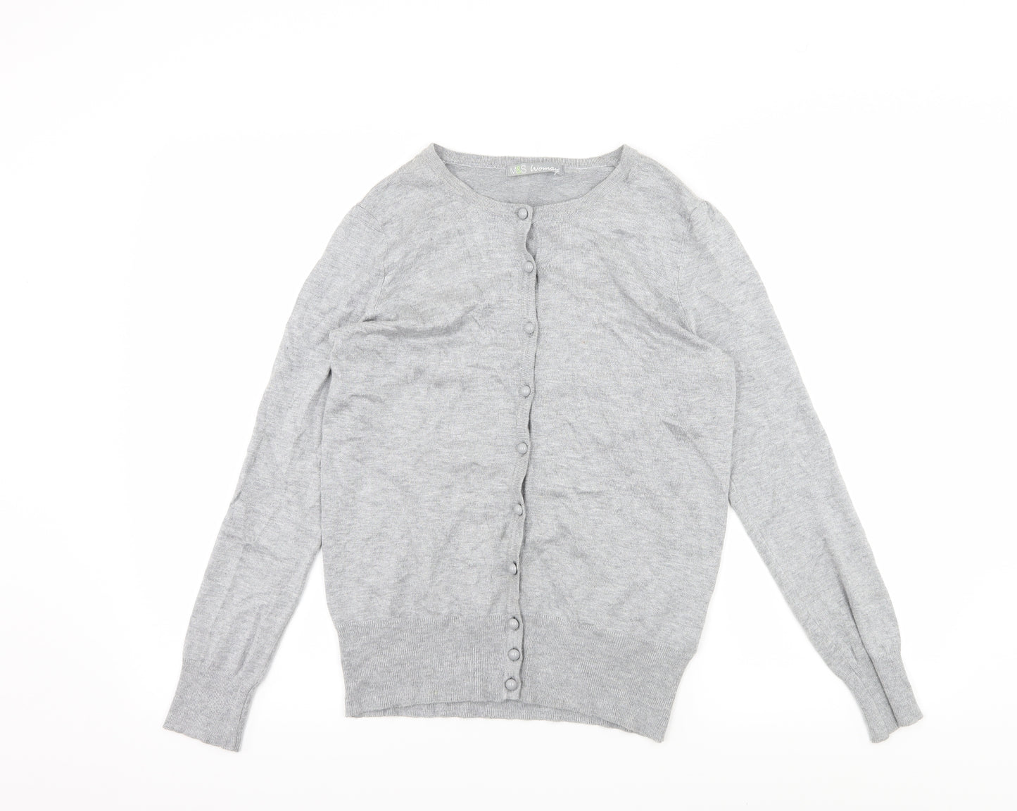 Marks and Spencer Womens Grey  Knit Cardigan Jumper Size 12
