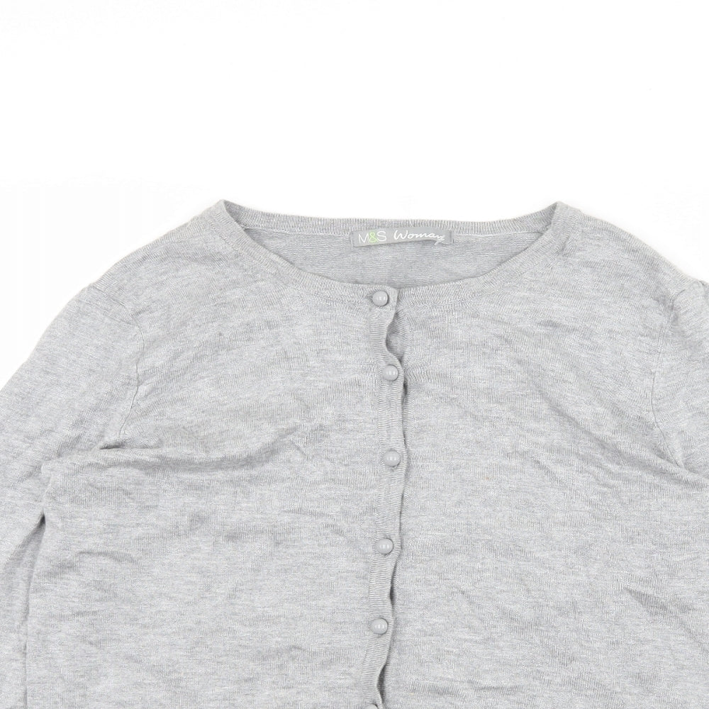 Marks and Spencer Womens Grey  Knit Cardigan Jumper Size 12