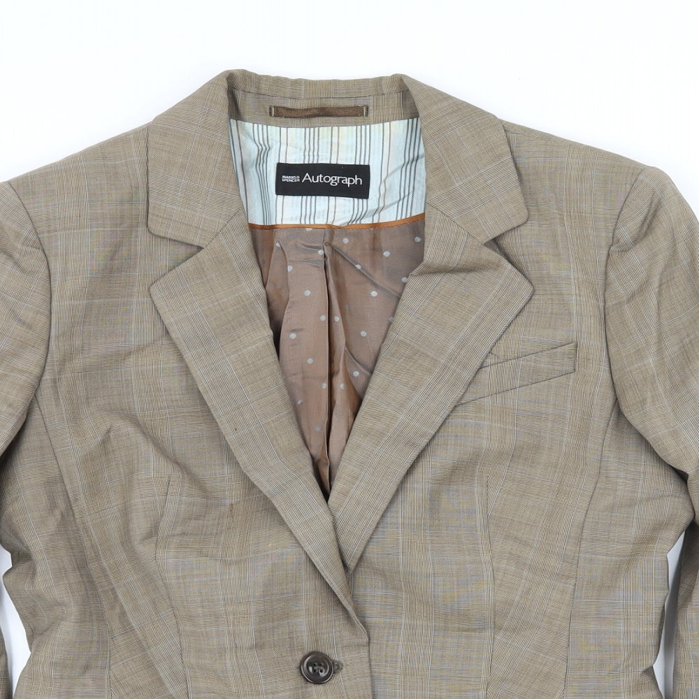 Marks and Spencer Womens Brown Check  Jacket Blazer Size 12