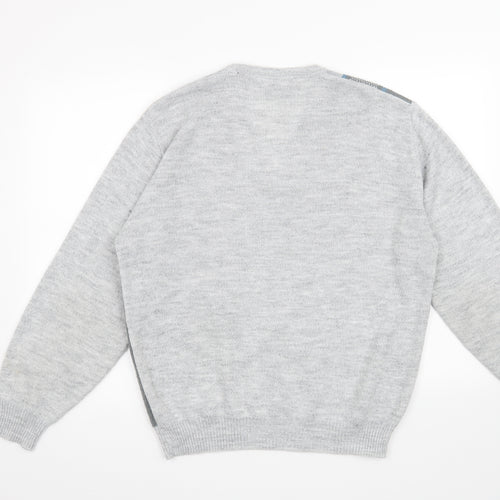 Greenwoods Mens Grey Geometric  Henley Jumper Size L