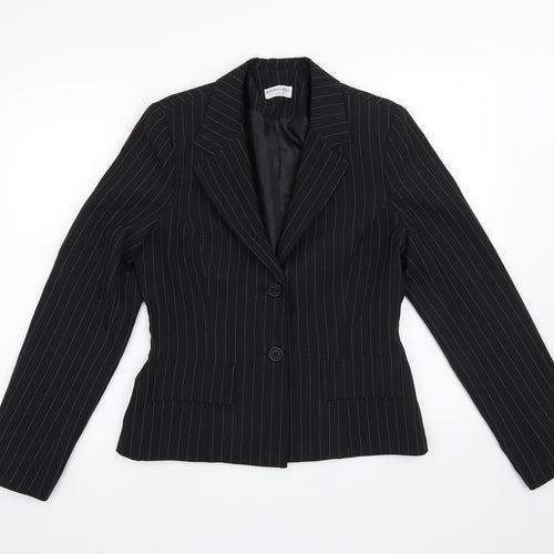 Internacionale Womens Black Striped  Jacket Blazer Size 12