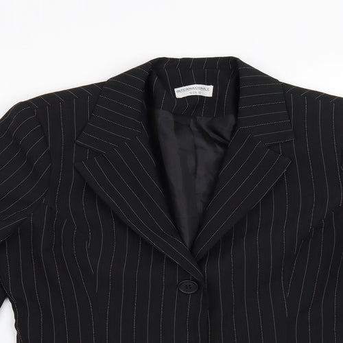 Internacionale Womens Black Striped  Jacket Blazer Size 12