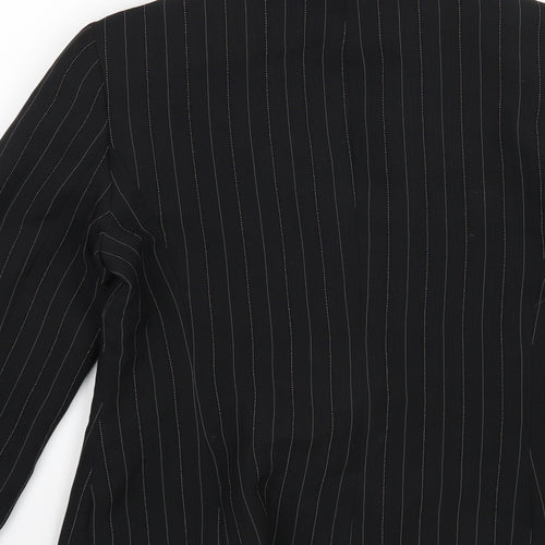 Internacionale Womens Black Striped  Jacket Blazer Size 12