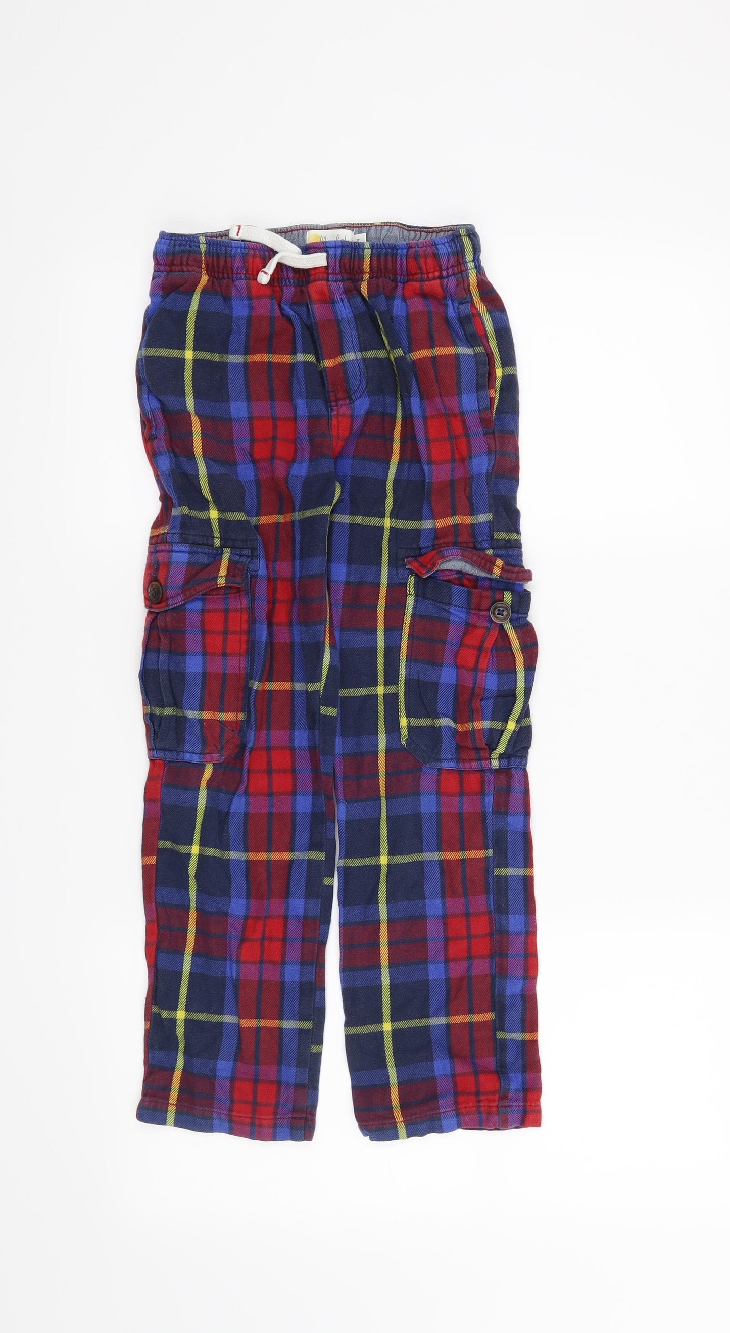 Mini Boden Boys Blue Check  Capri Trousers Size 7 Years