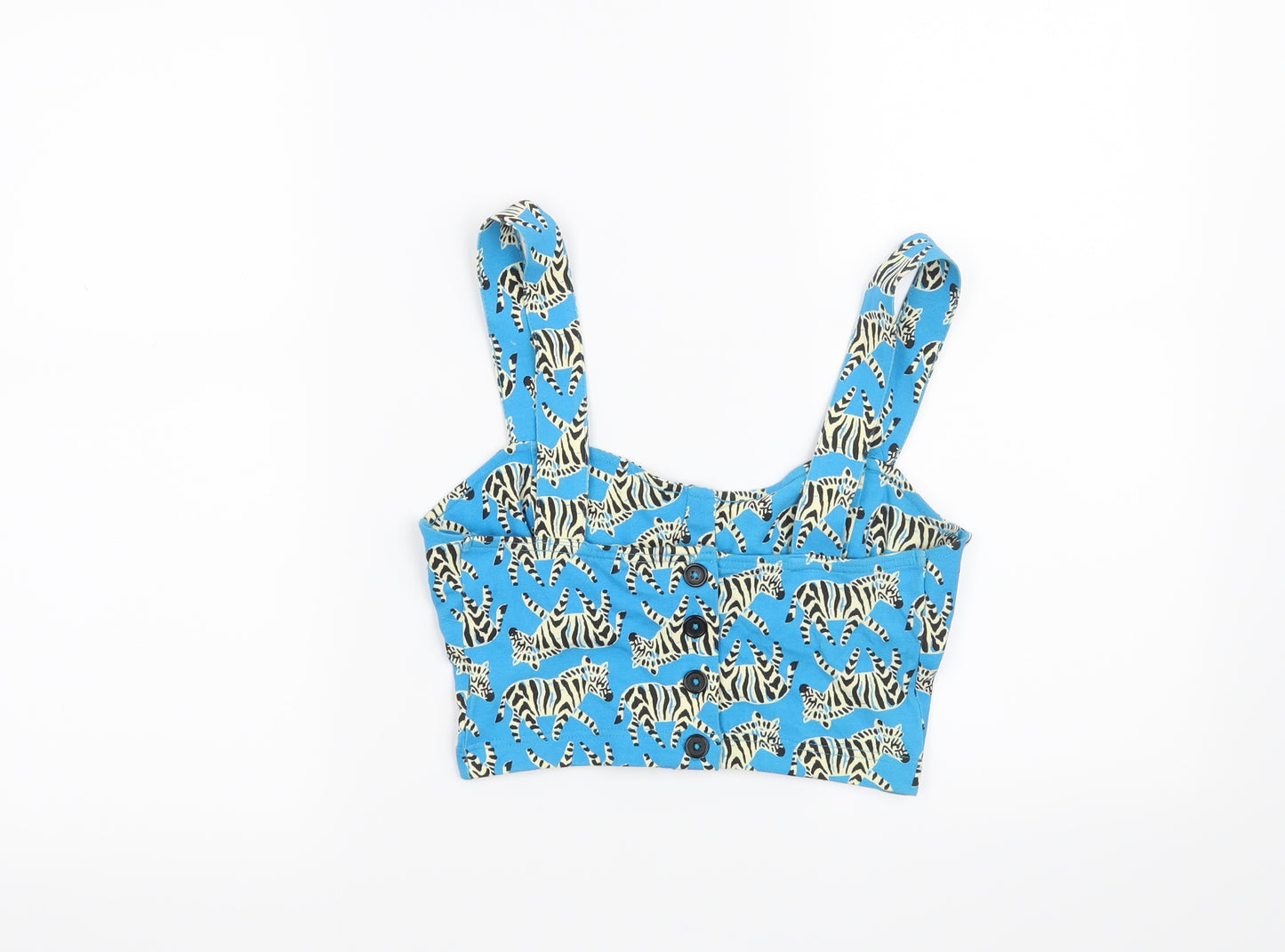 Topshop Womens Blue   Cropped Blouse Size 10  - Zebra