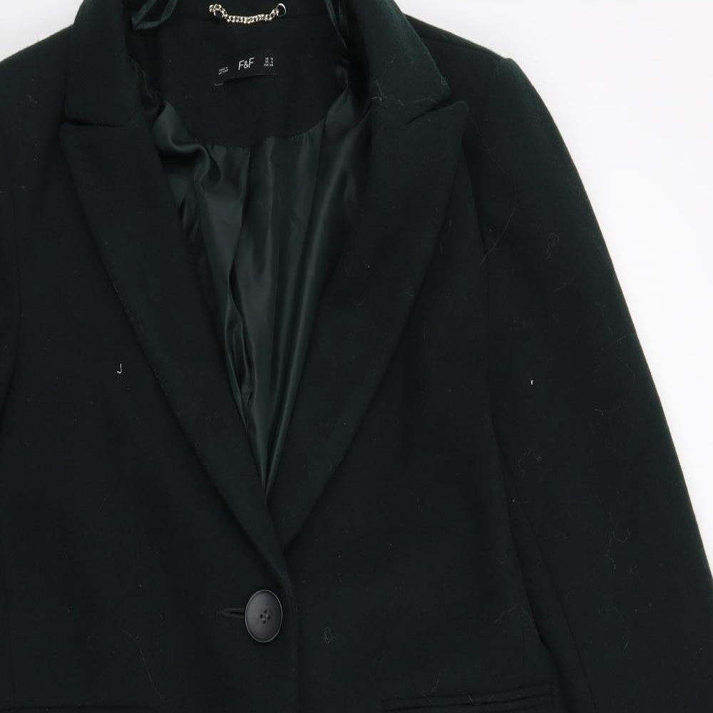 F&F Womens Green   Overcoat Coat Size 10