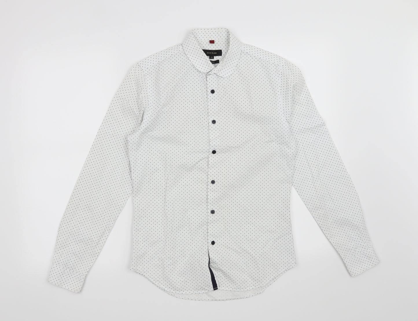 River Island Mens White Polka Dot   Button-Up Size XS