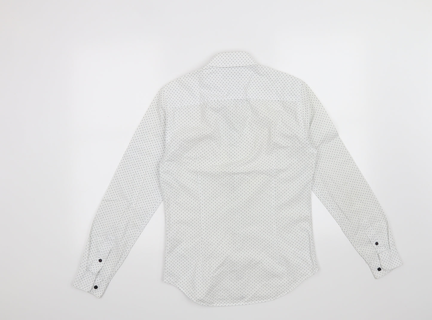 River Island Mens White Polka Dot   Button-Up Size XS