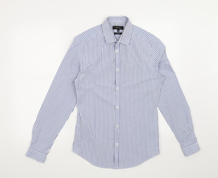 River Island Mens Blue Striped Button-Up Size XS