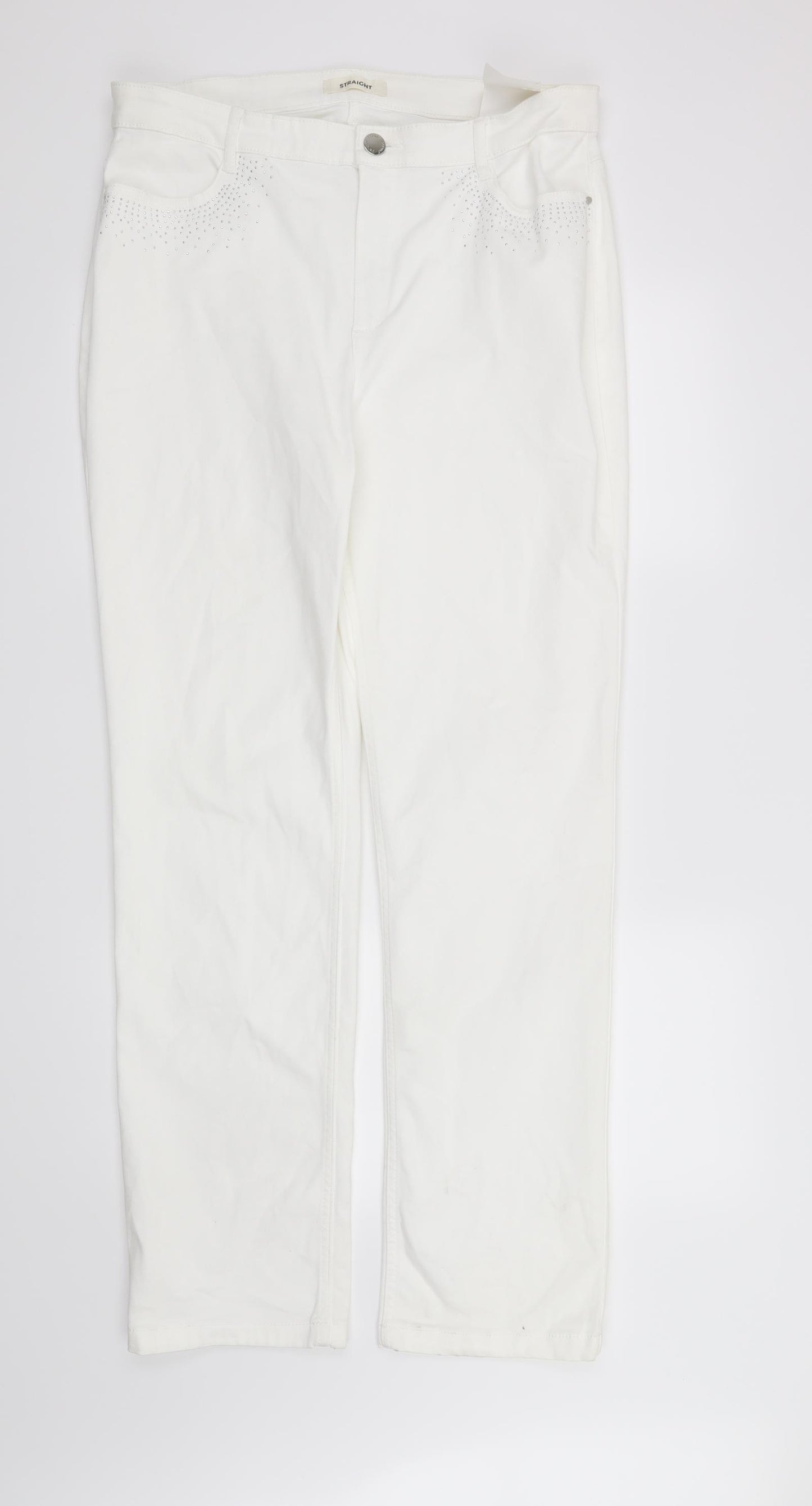 Marks and Spencer Womens White   Straight Jeans Size 16 L31 in