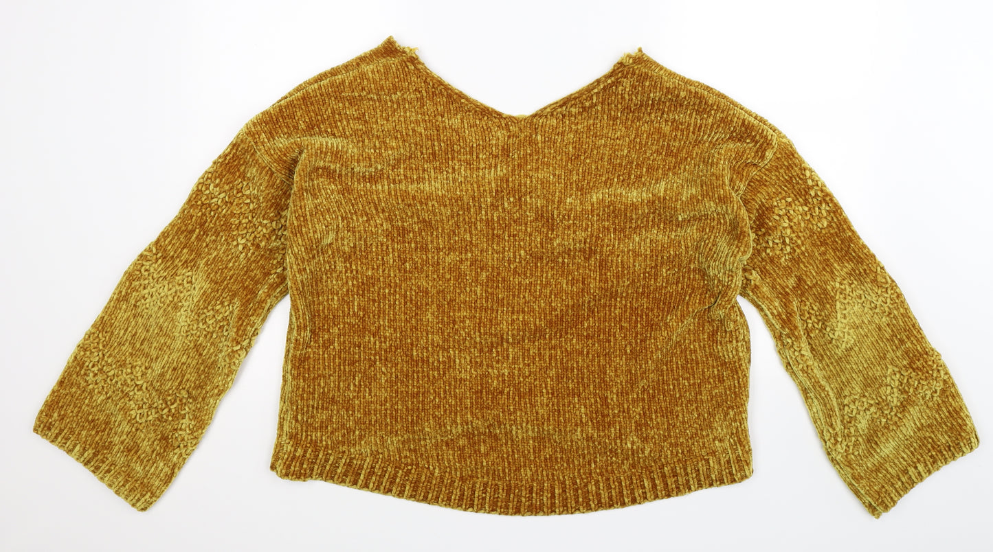 Cameo Rose Womens Yellow  Knit Pullover Jumper Size L