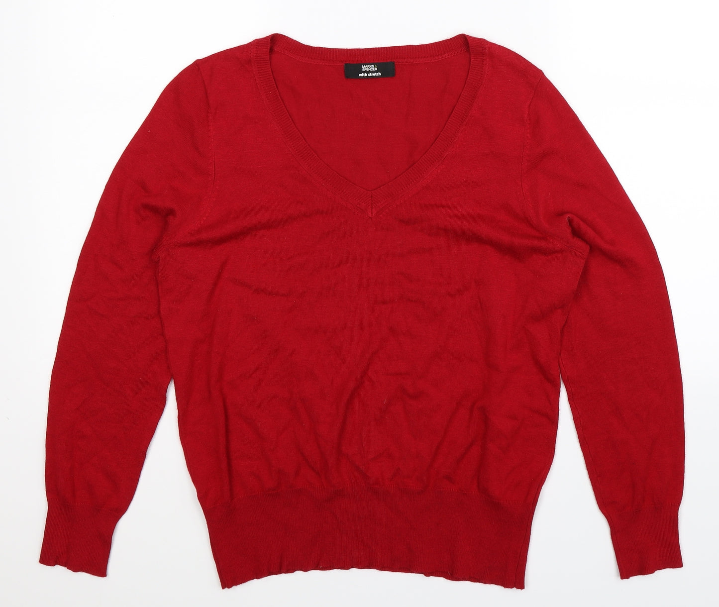 Marks and Spencer Womens Red  Knit Pullover Jumper Size 14
