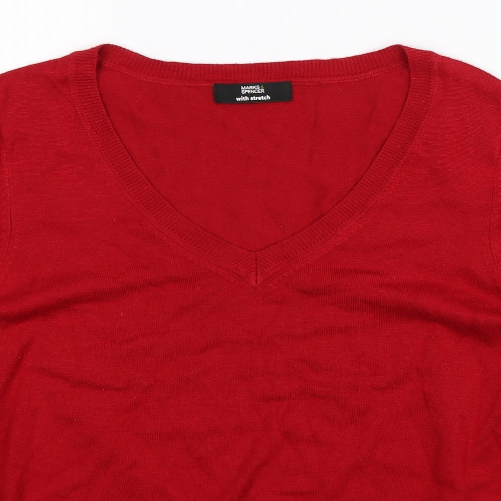 Marks and Spencer Womens Red  Knit Pullover Jumper Size 14