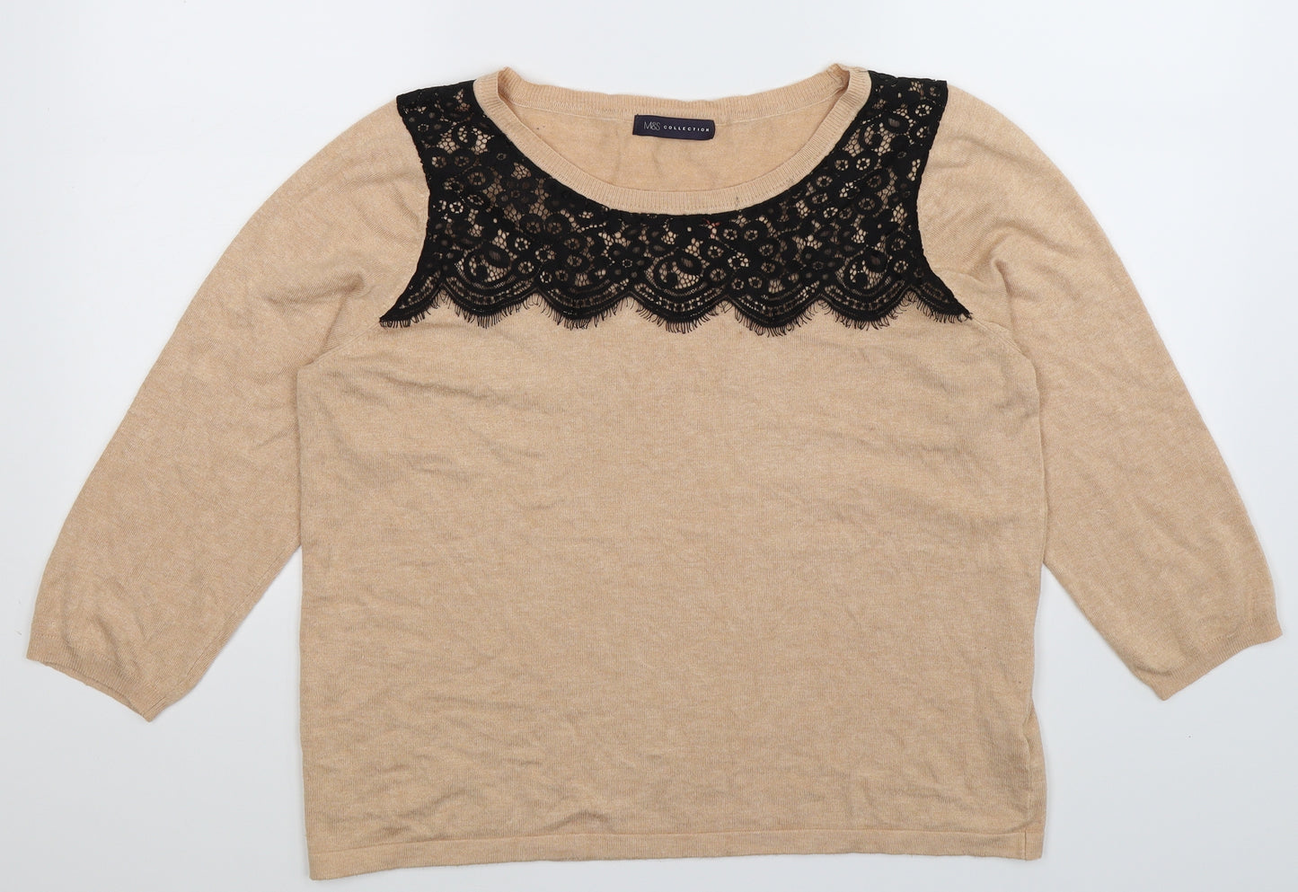Marks and Spencer Womens Beige  Knit Pullover Jumper Size 18