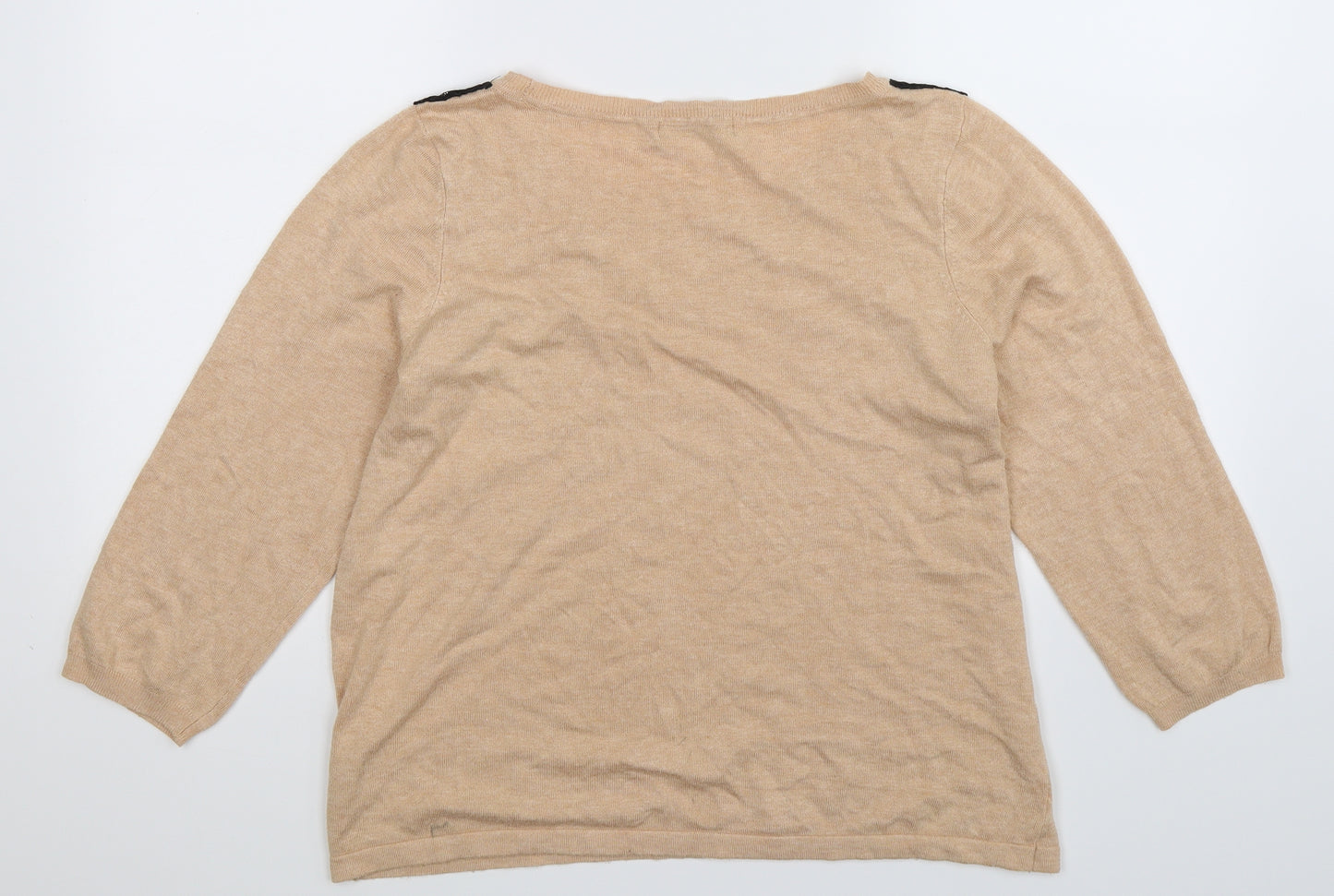 Marks and Spencer Womens Beige  Knit Pullover Jumper Size 18