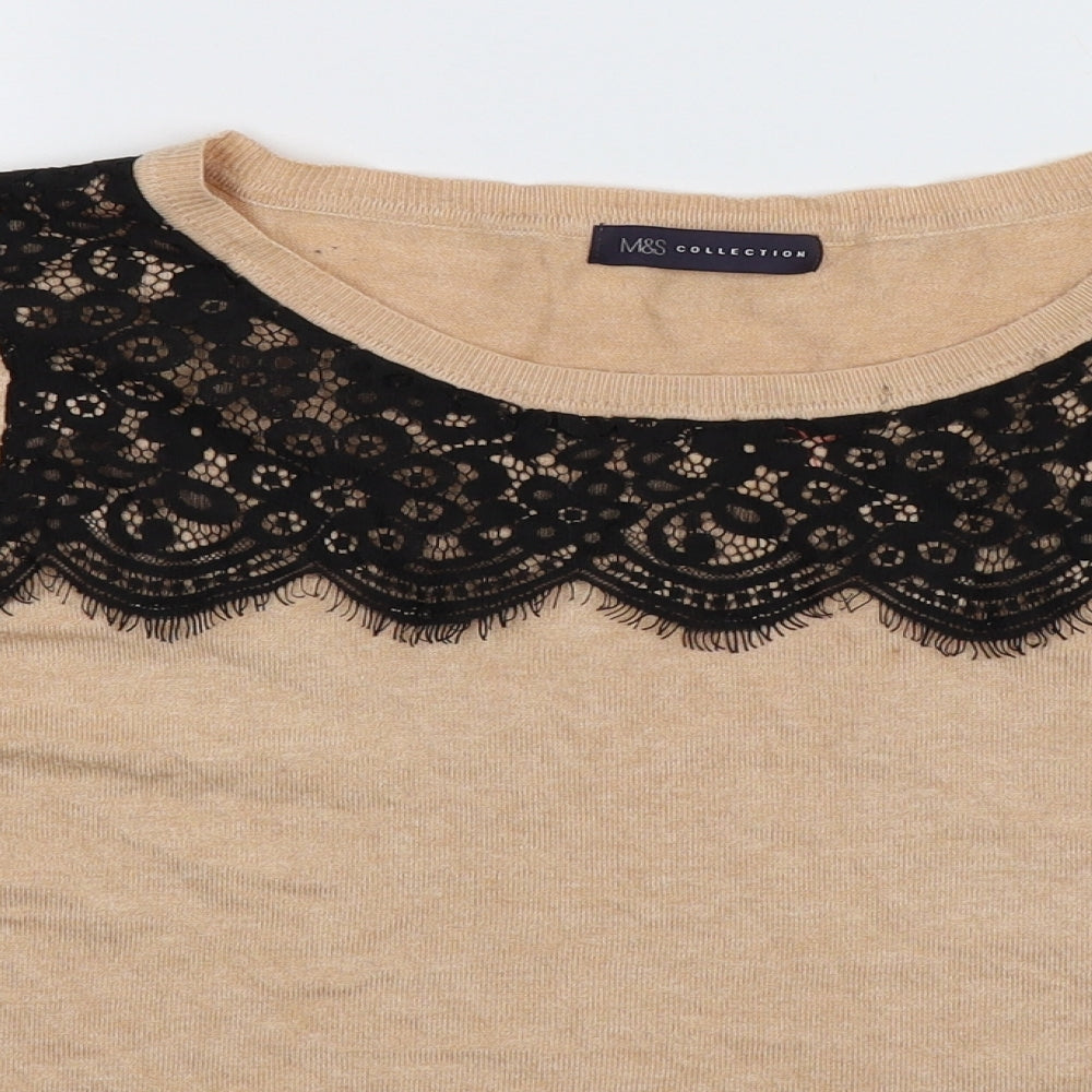 Marks and Spencer Womens Beige  Knit Pullover Jumper Size 18