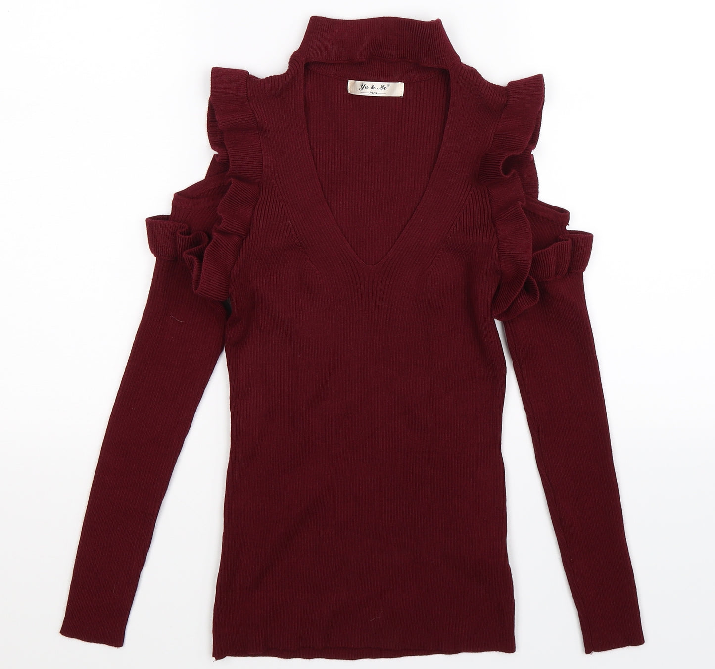 Yu & Me Womens Brown  Knit Pullover Jumper Size S