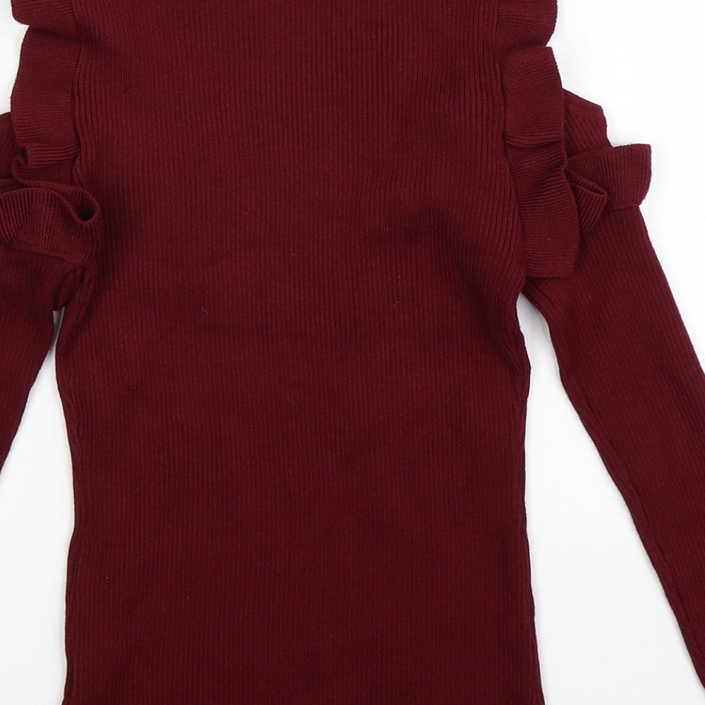 Yu & Me Womens Brown  Knit Pullover Jumper Size S