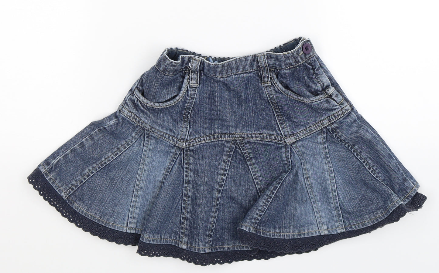 Monsoon Girls Blue  Denim Pleated Skirt Size 5-6 Years