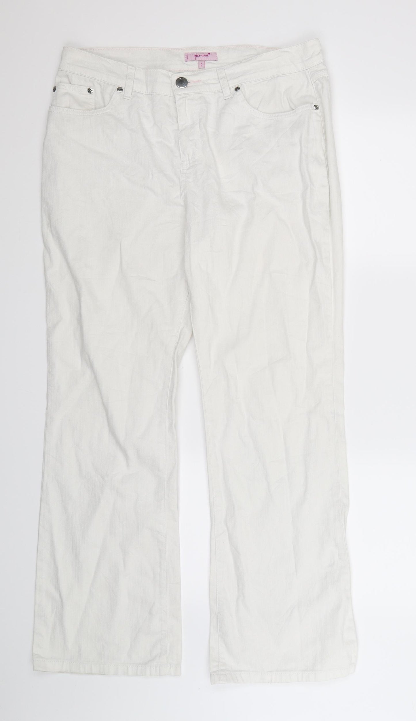 Per Una Womens White  Denim Bootcut Jeans Size 14 L30 in