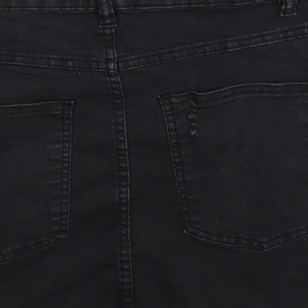 PRETTYLITTLETHING Womens Black  Denim Mini Skirt Size 12  - Distressed