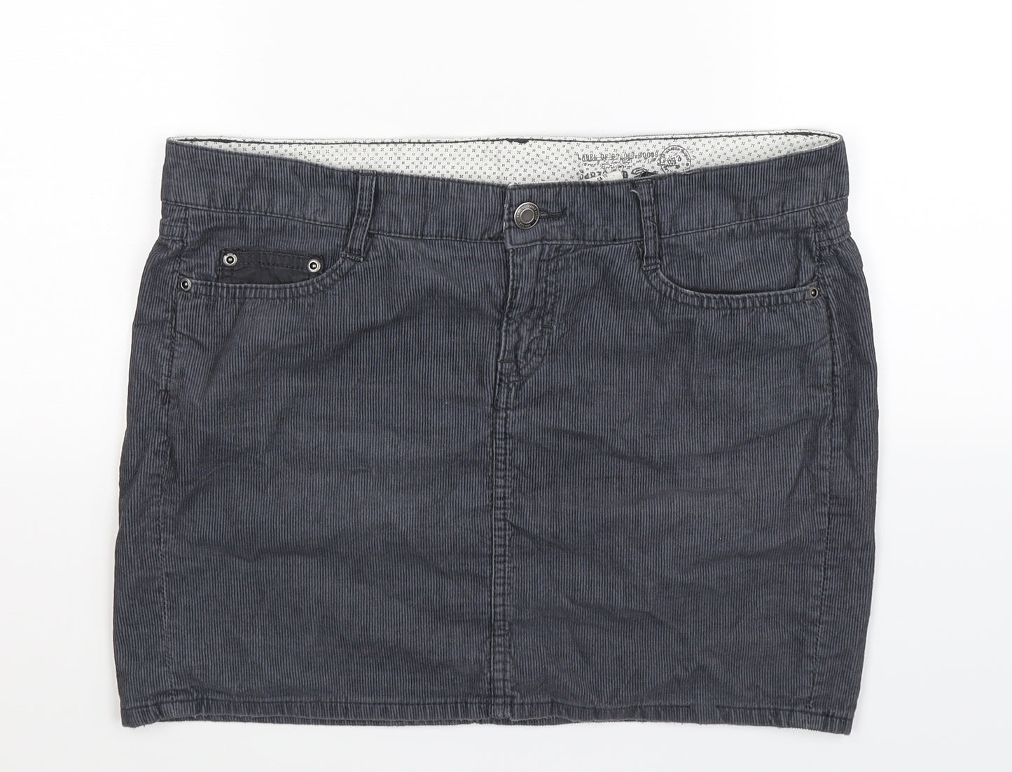H&M Womens Grey  Corduroy Mini Skirt Size 14