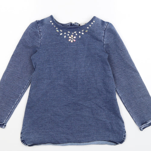 TU Girls Blue  Denim Pullover Sweatshirt Size 7 Years
