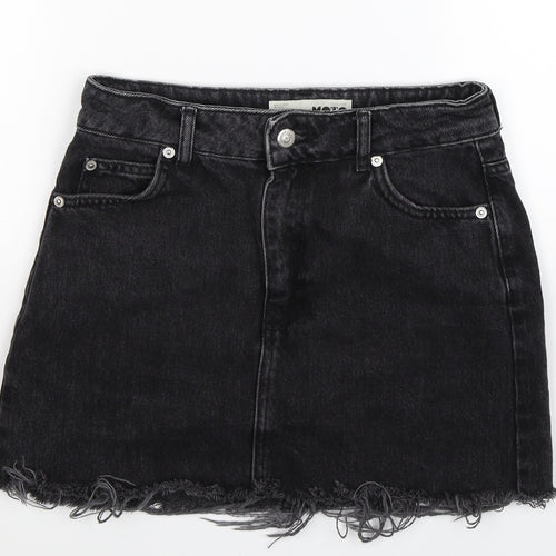Topshop Womens Black  Denim A-Line Skirt Size 8