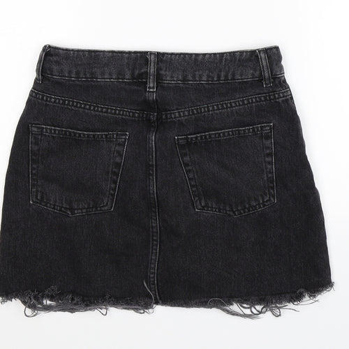 Topshop Womens Black  Denim A-Line Skirt Size 8
