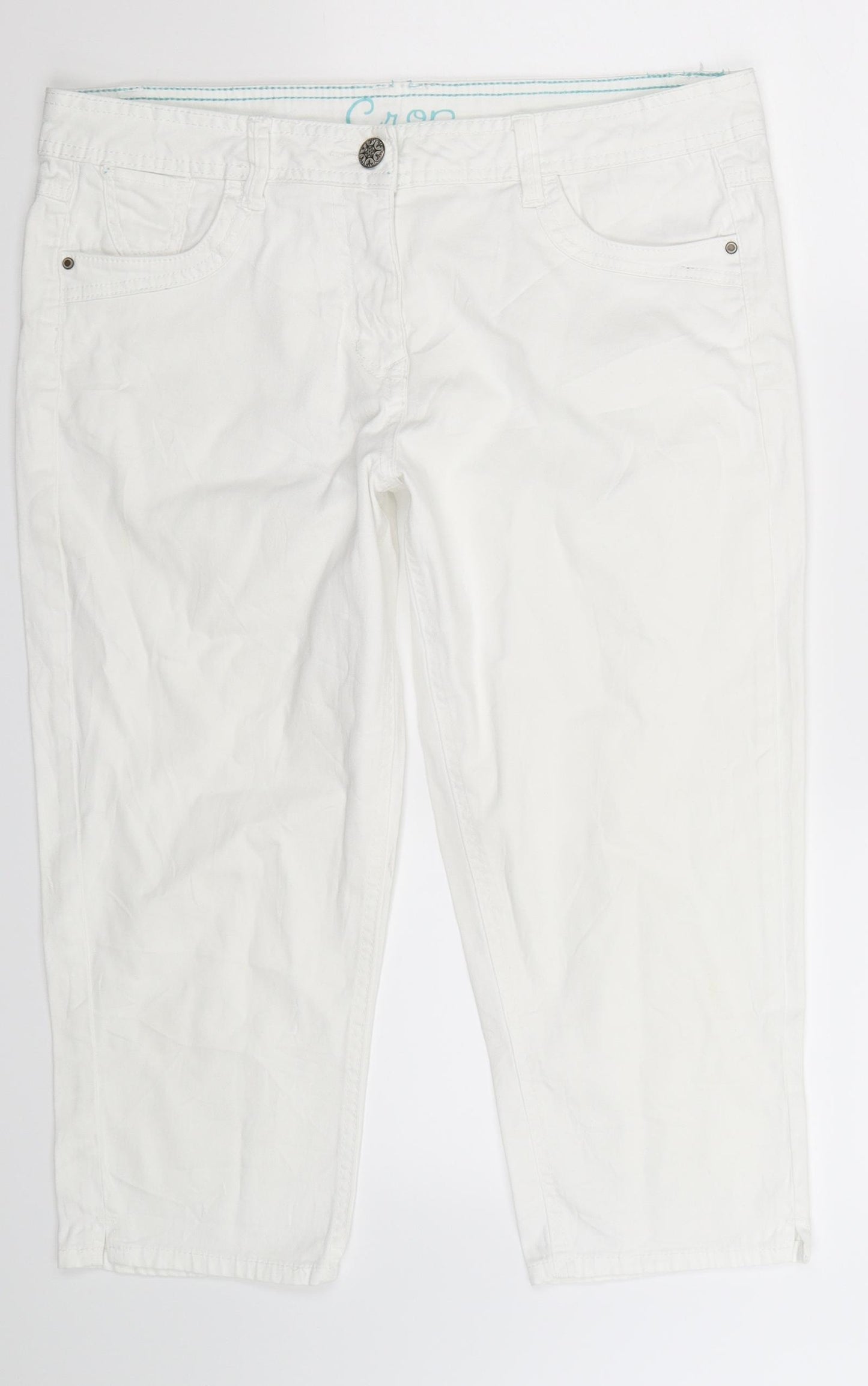 George Womens White  Denim Cropped Jeans Size 16 L21 in