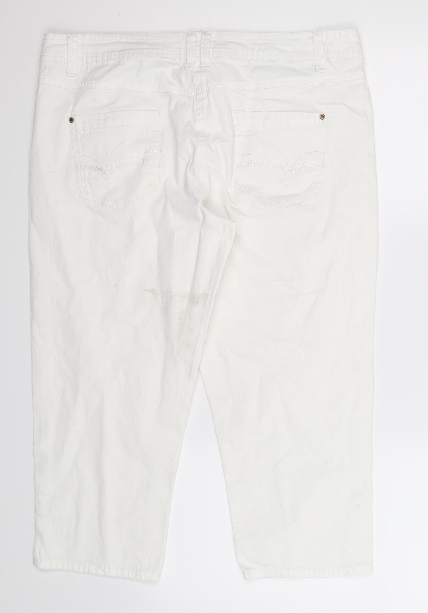 George Womens White  Denim Cropped Jeans Size 16 L21 in