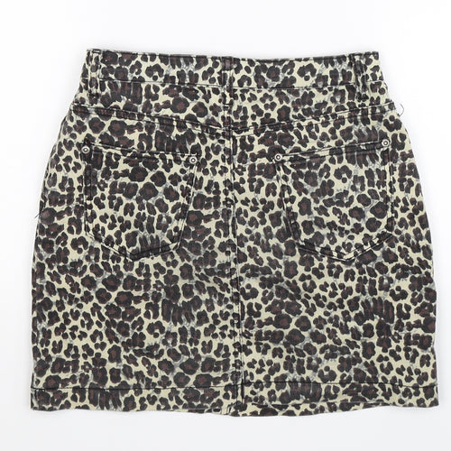 PRETTYLITTLETHING Womens Multicoloured Animal Print Denim Mini Skirt Size 8