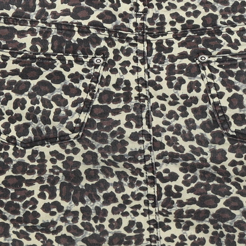 PRETTYLITTLETHING Womens Multicoloured Animal Print Denim Mini Skirt Size 8