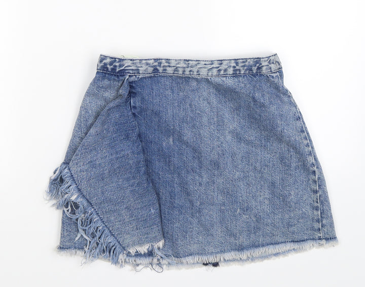 Zara Womens Blue  Denim A-Line Skirt Size XS