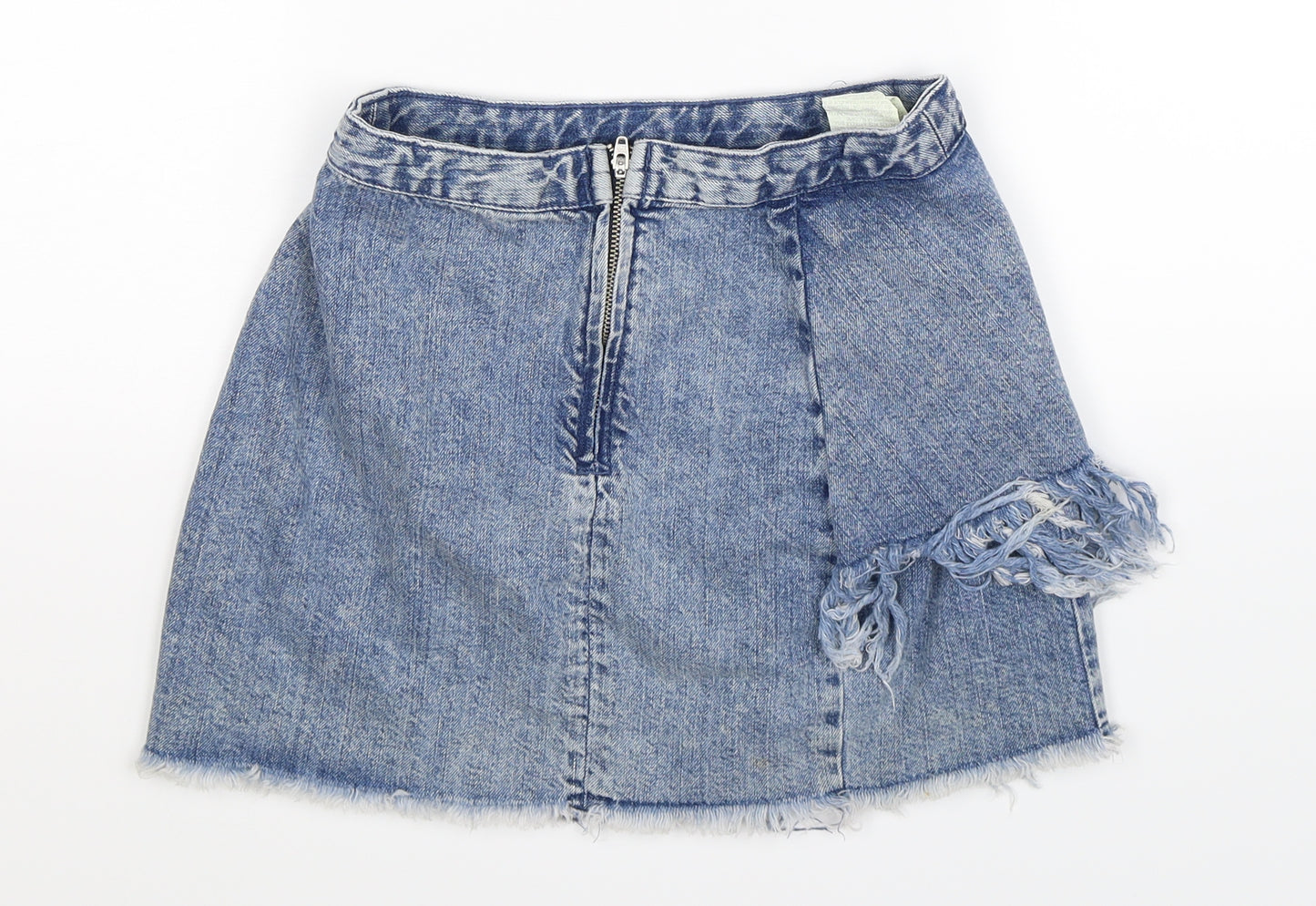 Zara Womens Blue  Denim A-Line Skirt Size XS