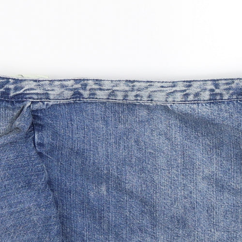 Zara Womens Blue  Denim A-Line Skirt Size XS