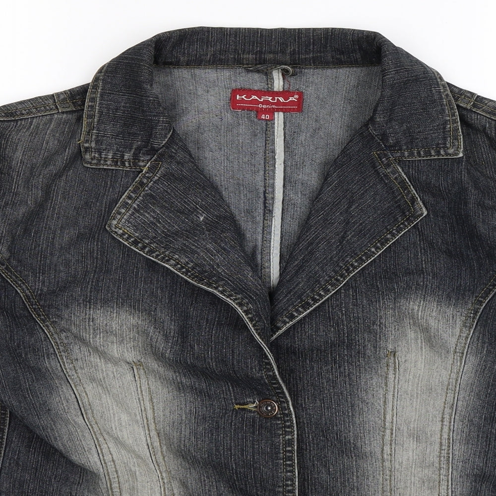 Karma Womens Blue  Denim Jacket Blazer Size 12