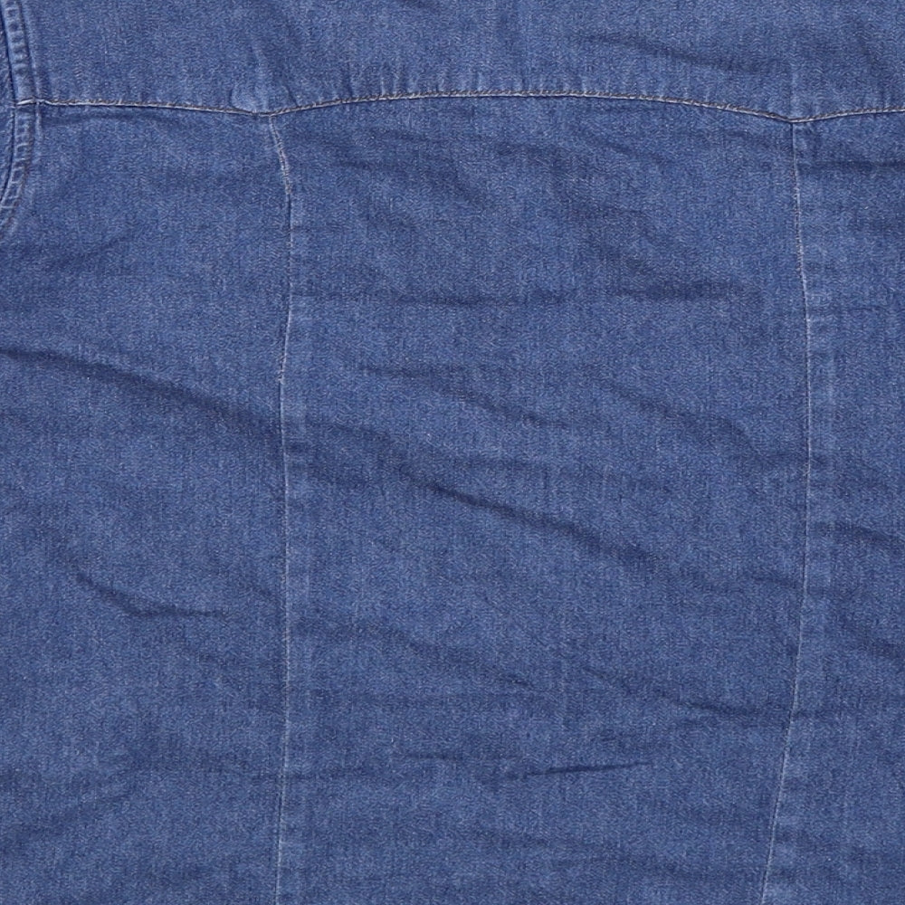 Miss Mix Womens Blue  Denim Basic Button-Up Size S