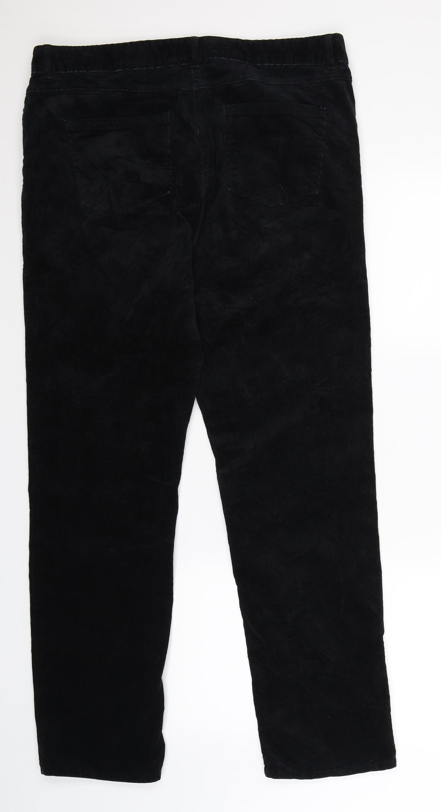 Marks and Spencer Womens Black  Corduroy Trousers  Size 16 L29 in