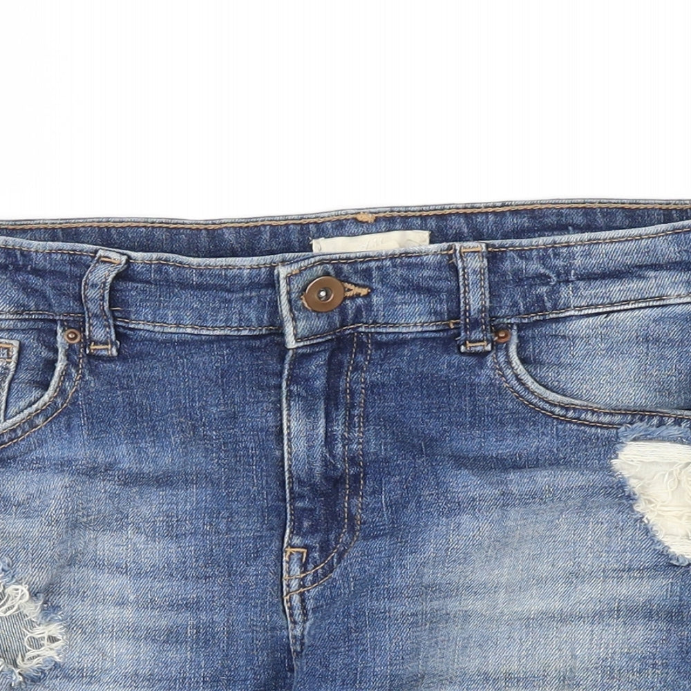 H&M Womens Blue  Denim Hot Pants Shorts Size 12