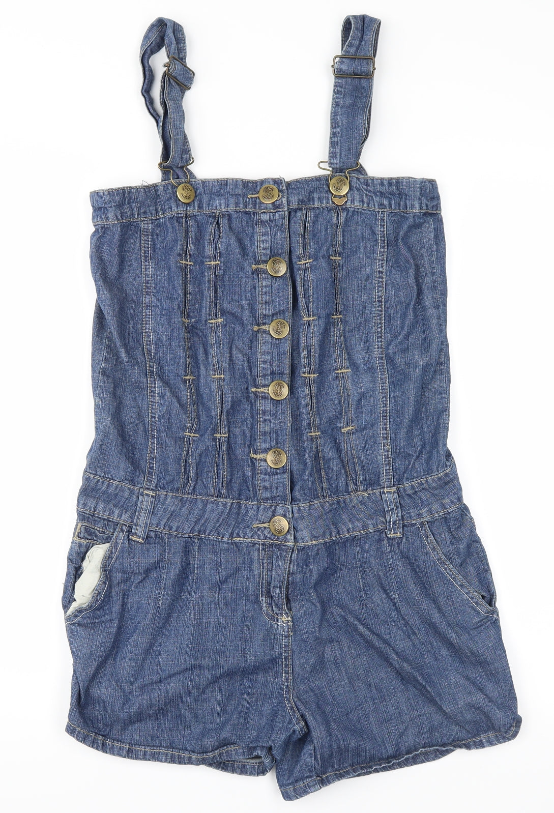 Sakura Womens Blue  Denim Dungaree One-Piece Size 10