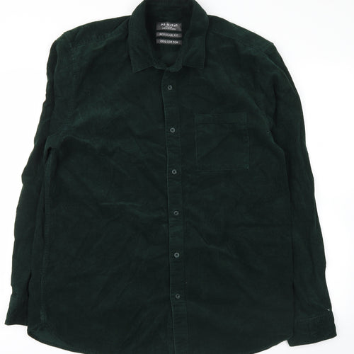 Primark Mens Green  Corduroy  Button-Up Size XL