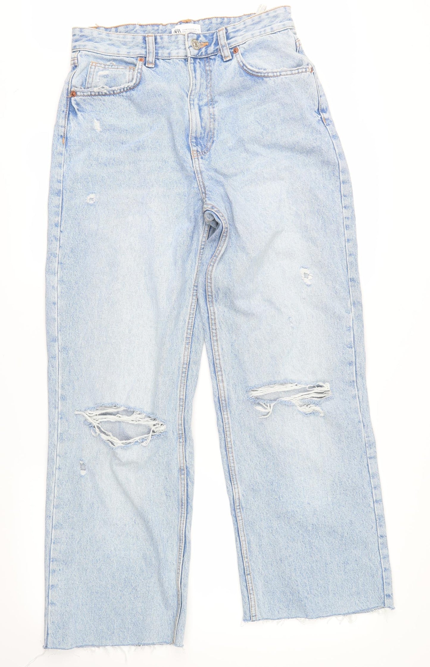 Zara Womens Blue  Denim Straight Jeans Size 12 L28 in