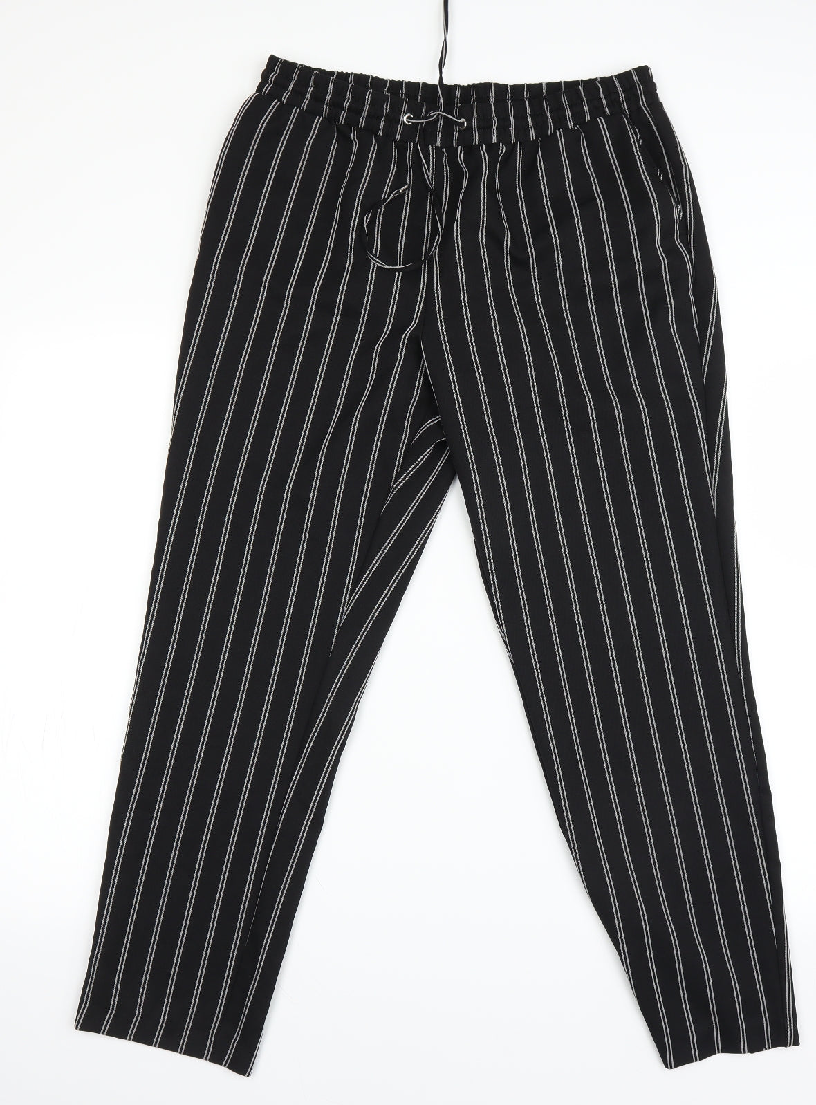 Primark Womens Black Striped  Chino Trousers Size 16 L23 in