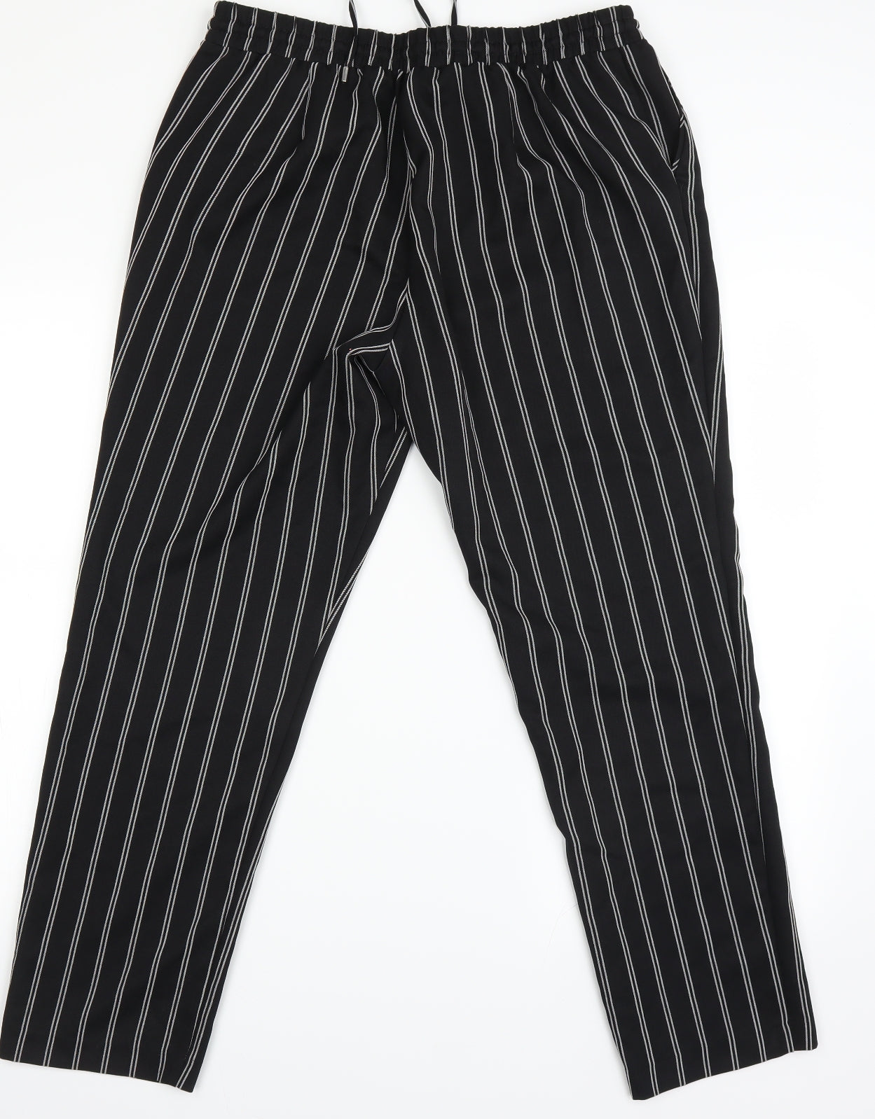 Primark Womens Black Striped  Chino Trousers Size 16 L23 in