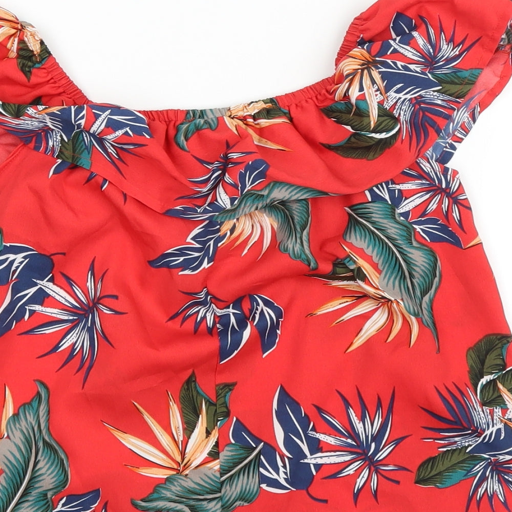 Primark Girls Red Floral  Basic T-Shirt Size 10-11 Years