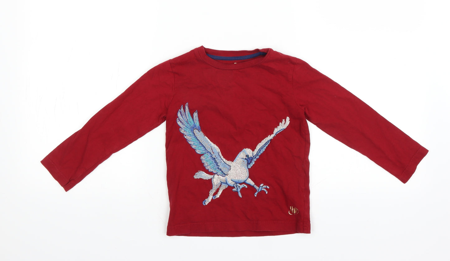 Preworn Boys Red   Basic T-Shirt Size 3-4 Years  - Harry potter